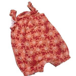 Carters Romper Flowers Orange Baby Girl 6 months